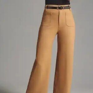 The Colette Sweater Knit Crop Wide-Leg Pants by Maeve Light Beige, SP, NWT